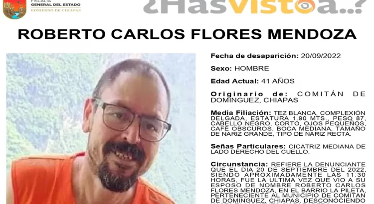 Denuncian desaparición del periodista Roberto Carlos Flores Mendoza en Chiapas