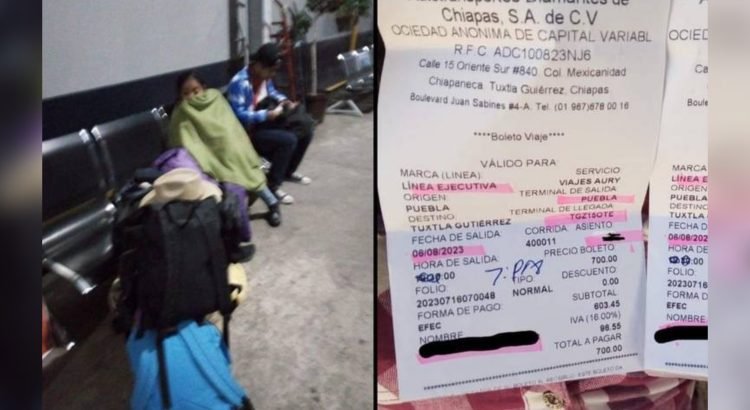 Olvidan a pasajeros que venían a Chiapas, quedaron varados en Puebla