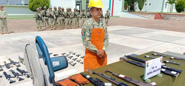 Sedena destruye más de 500 armas de fuego en Chiapas