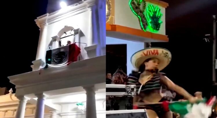 En Chiapas hacen baile erótico con Bandera durante fiestas patrias